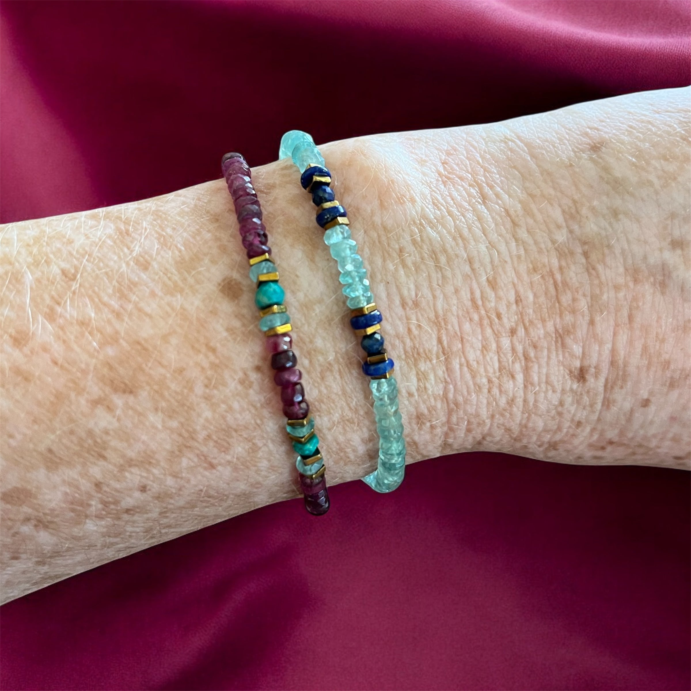 Pink Tourmaline & Apatite bracelet