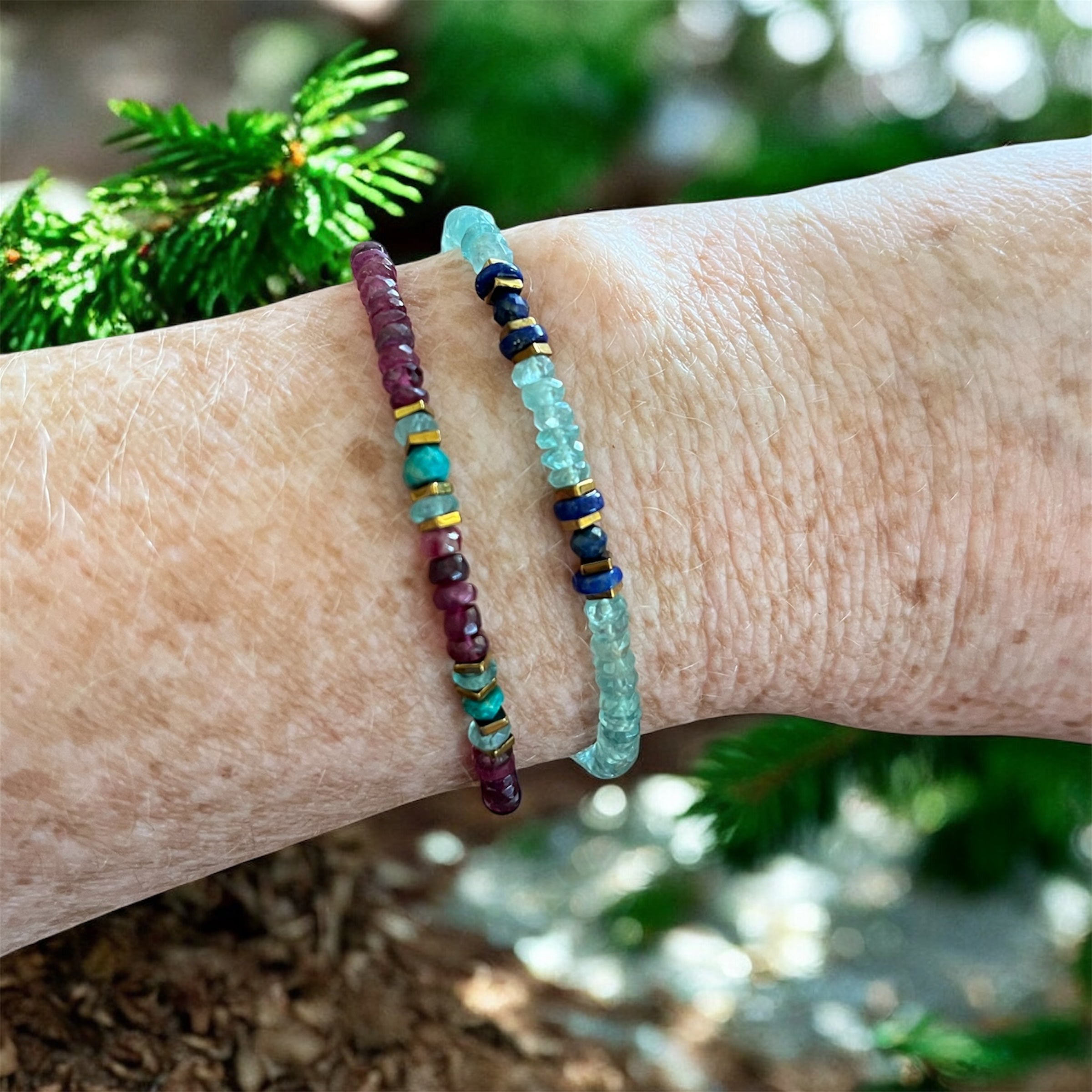Pink Tourmaline & Apatite bracelet