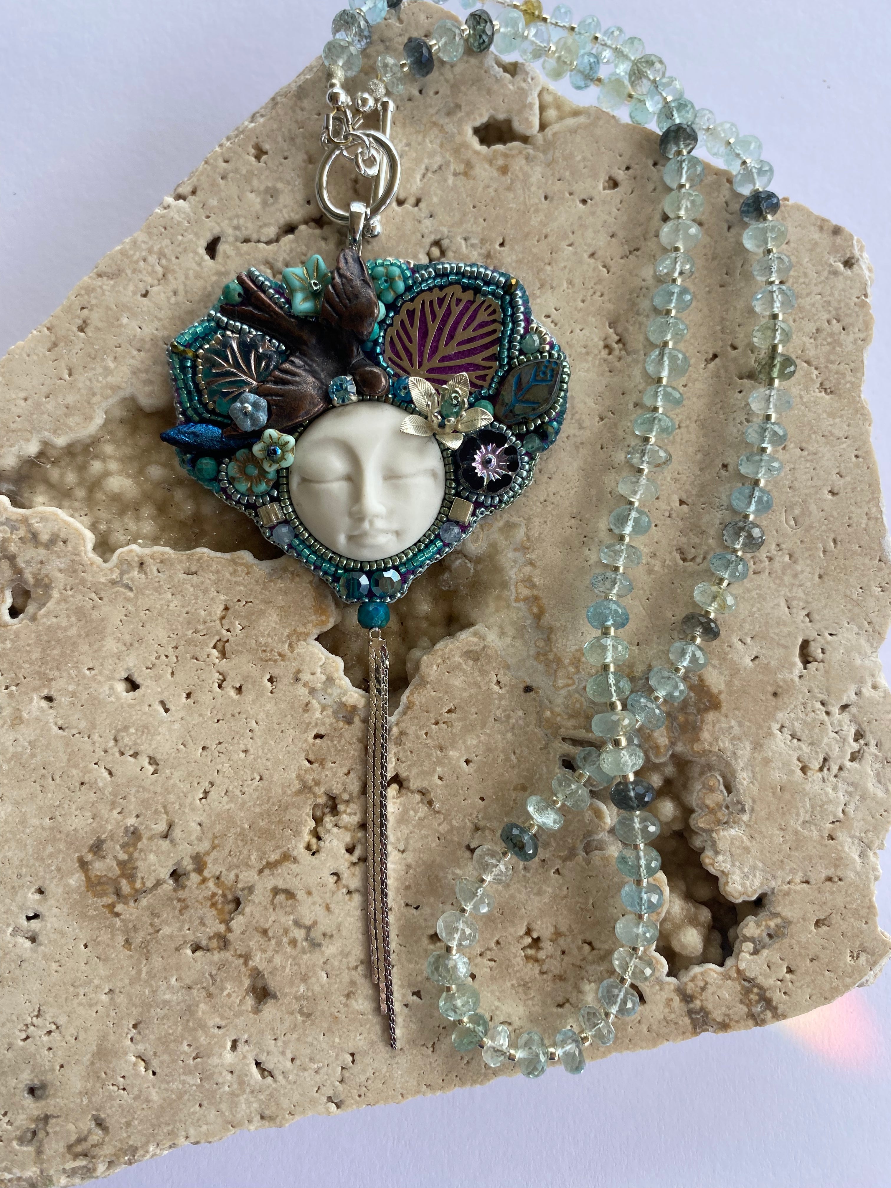 Moss Aquamarine Gemstone Necklace