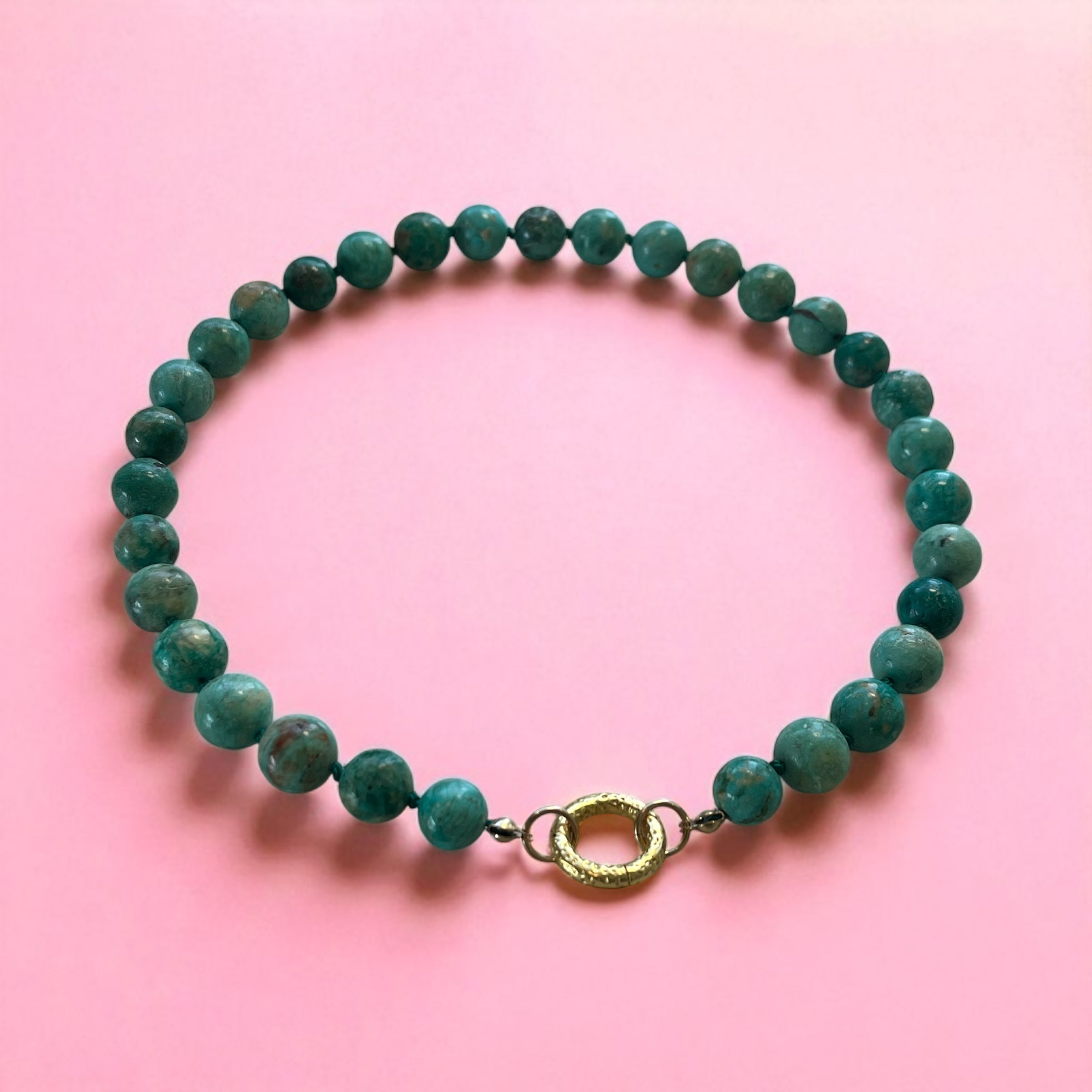 Peruvian Turquoise Hand knotted choker 10mm