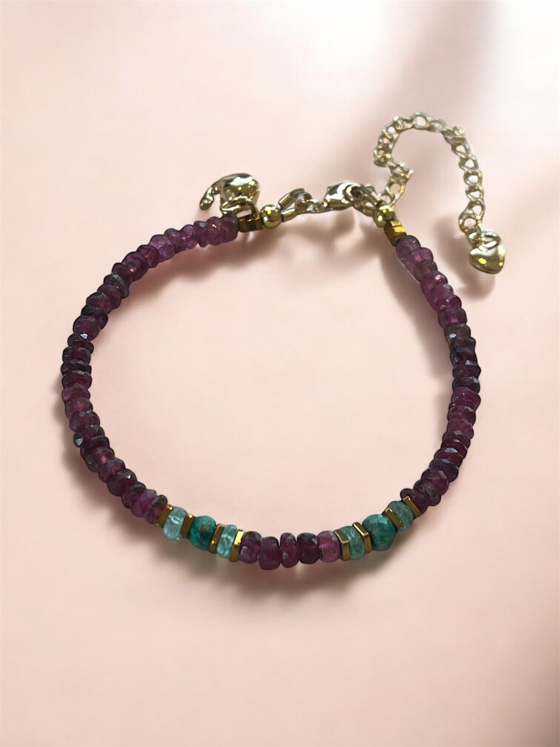 Pink Tourmaline & Apatite bracelet