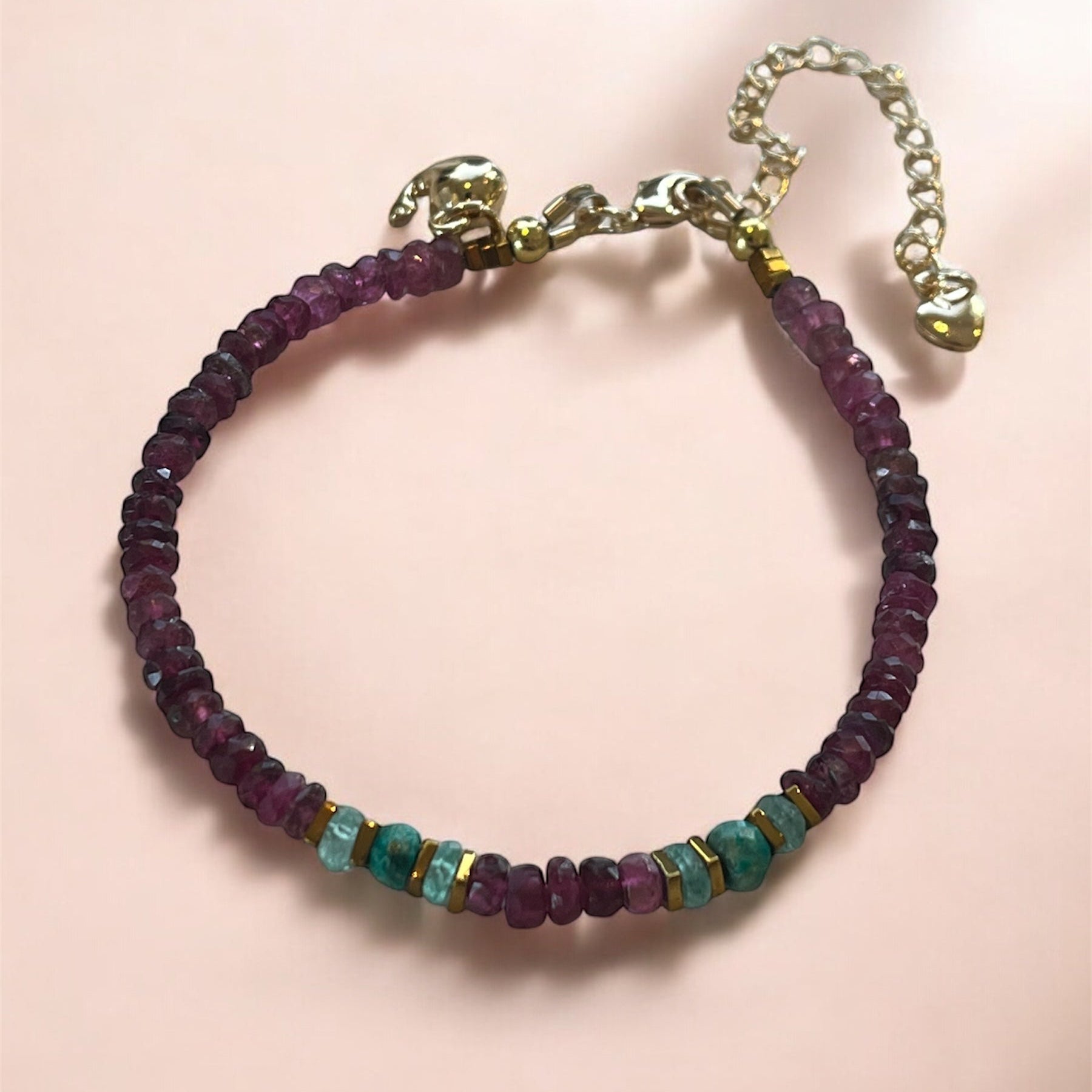 Pink Tourmaline & Apatite bracelet