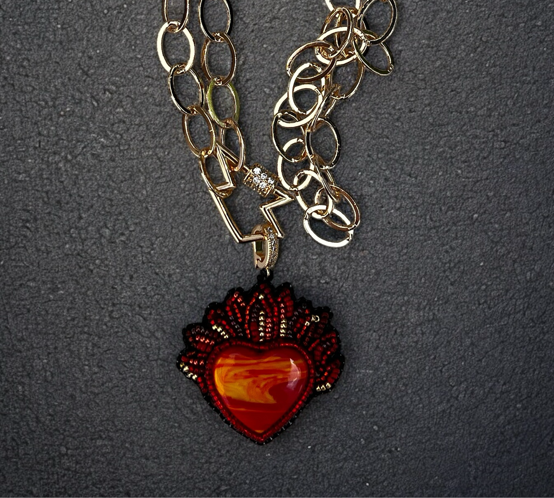 Red/Yellow Rosarita Heart pendant