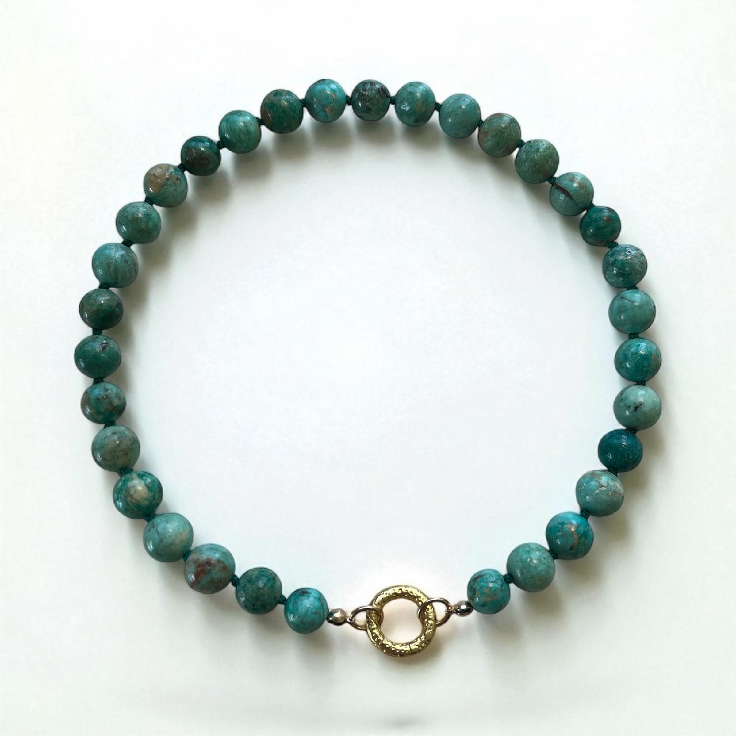 Peruvian Turquoise Hand knotted choker 10mm