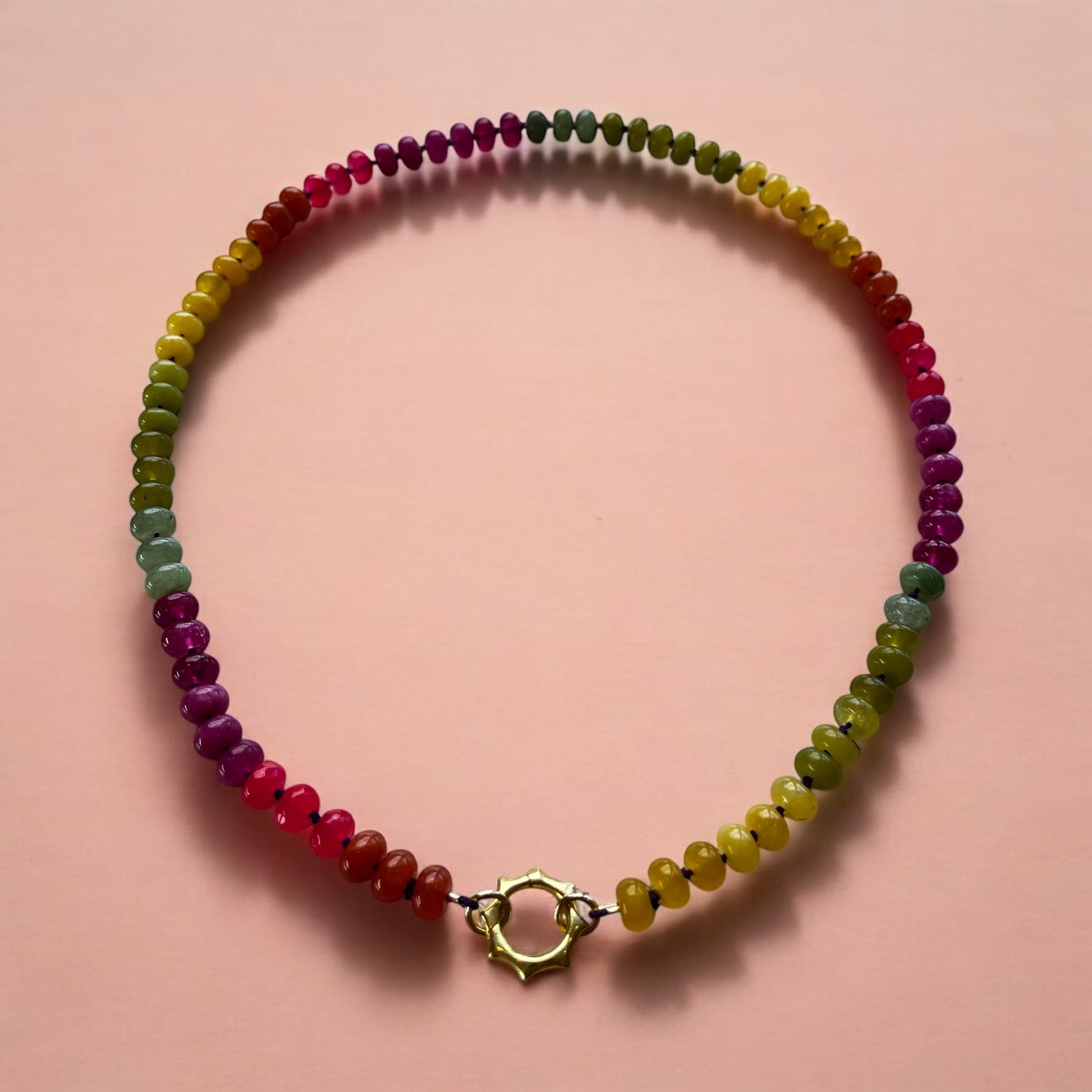 Agate silk knotted necklace