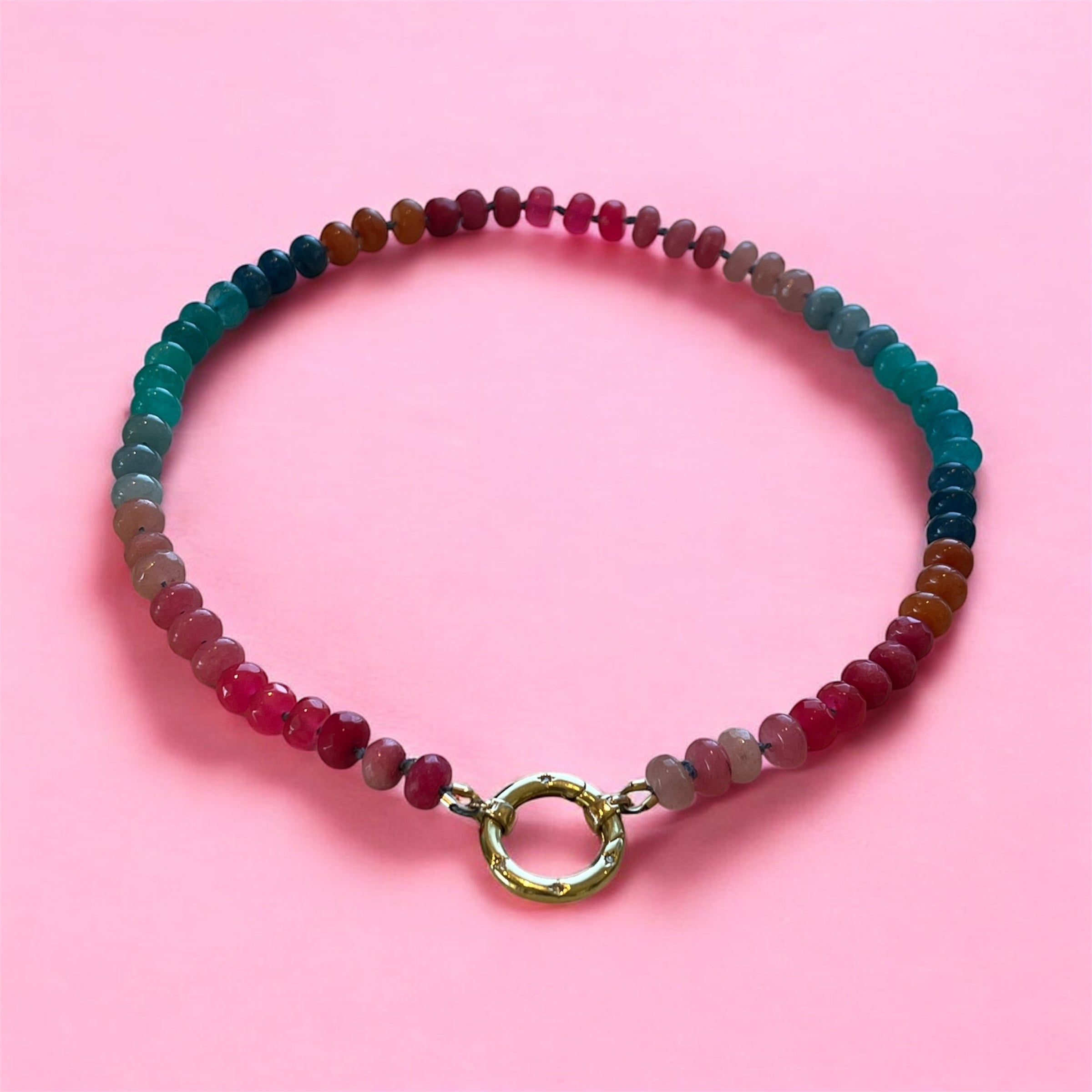 Agate silk knotted necklace