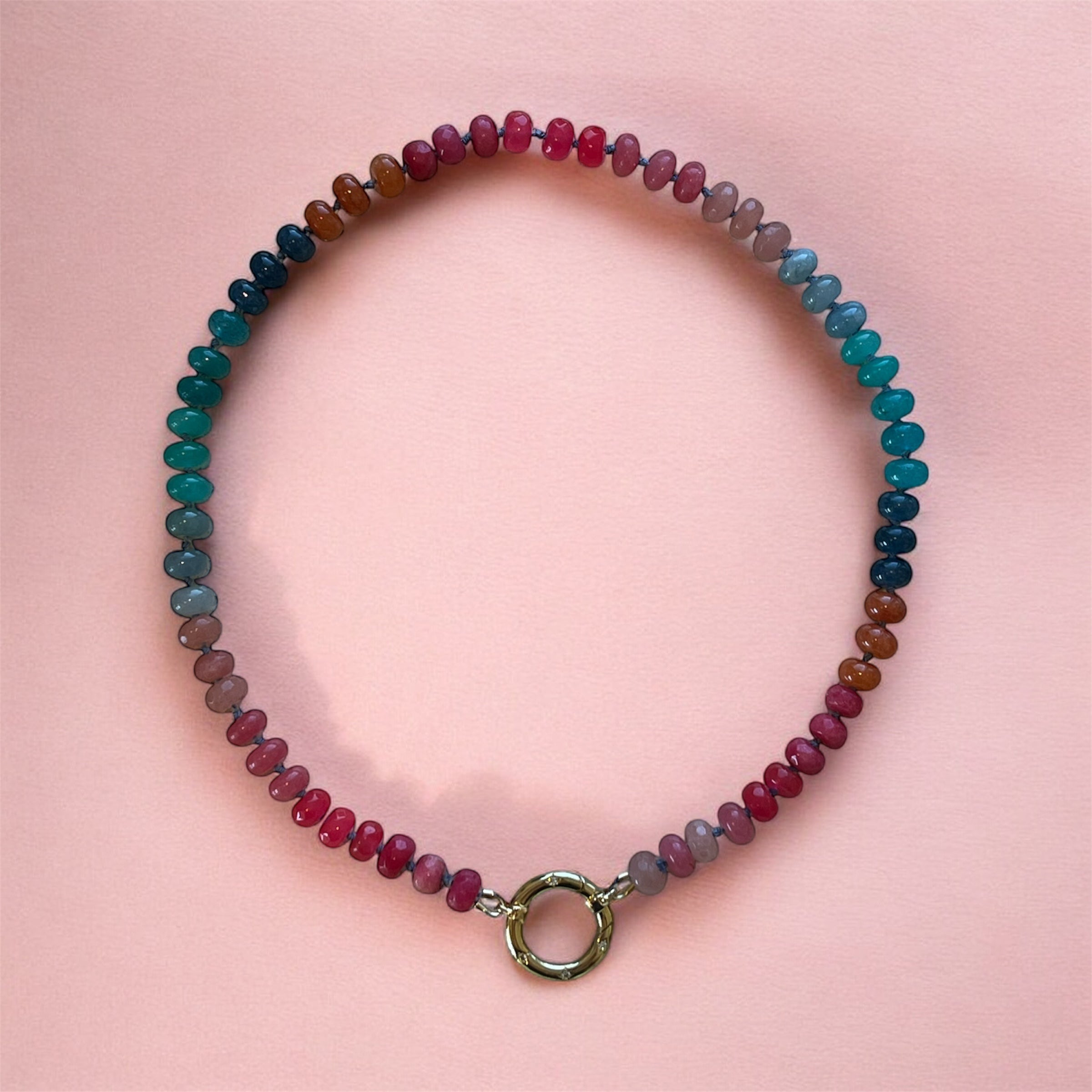Agate silk knotted necklace