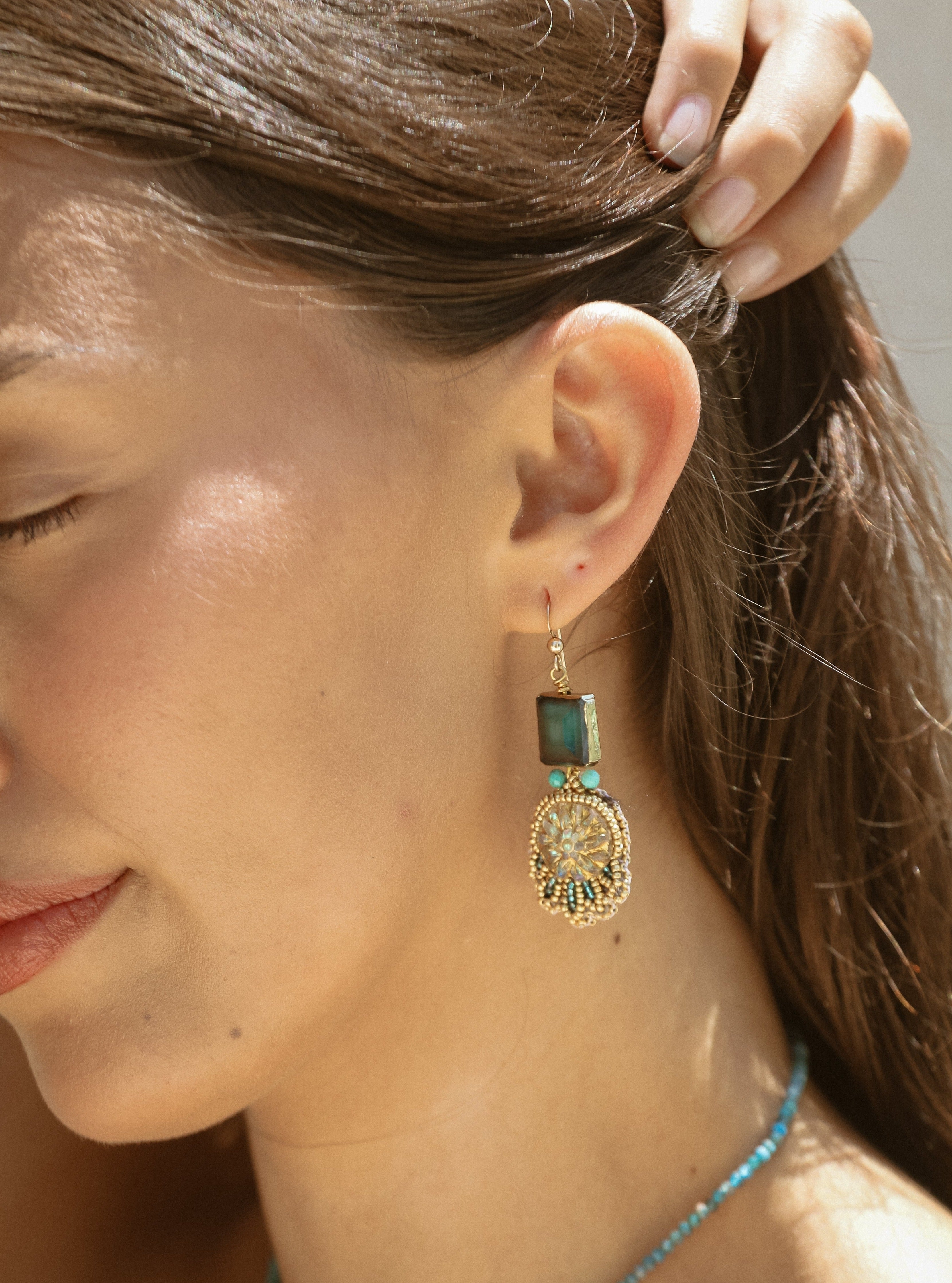 Joy bead embroidered earrings