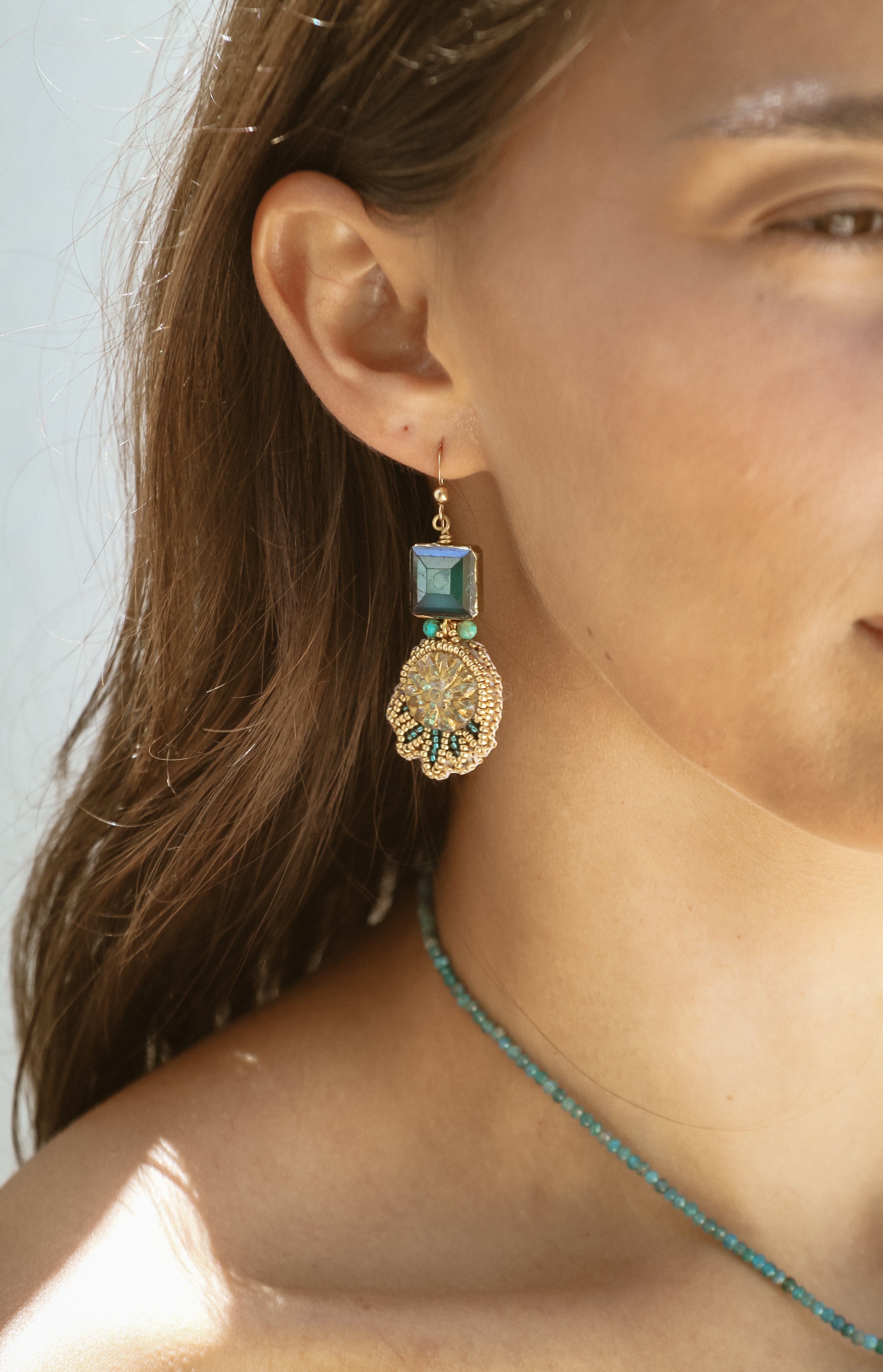 Joy bead embroidered earrings