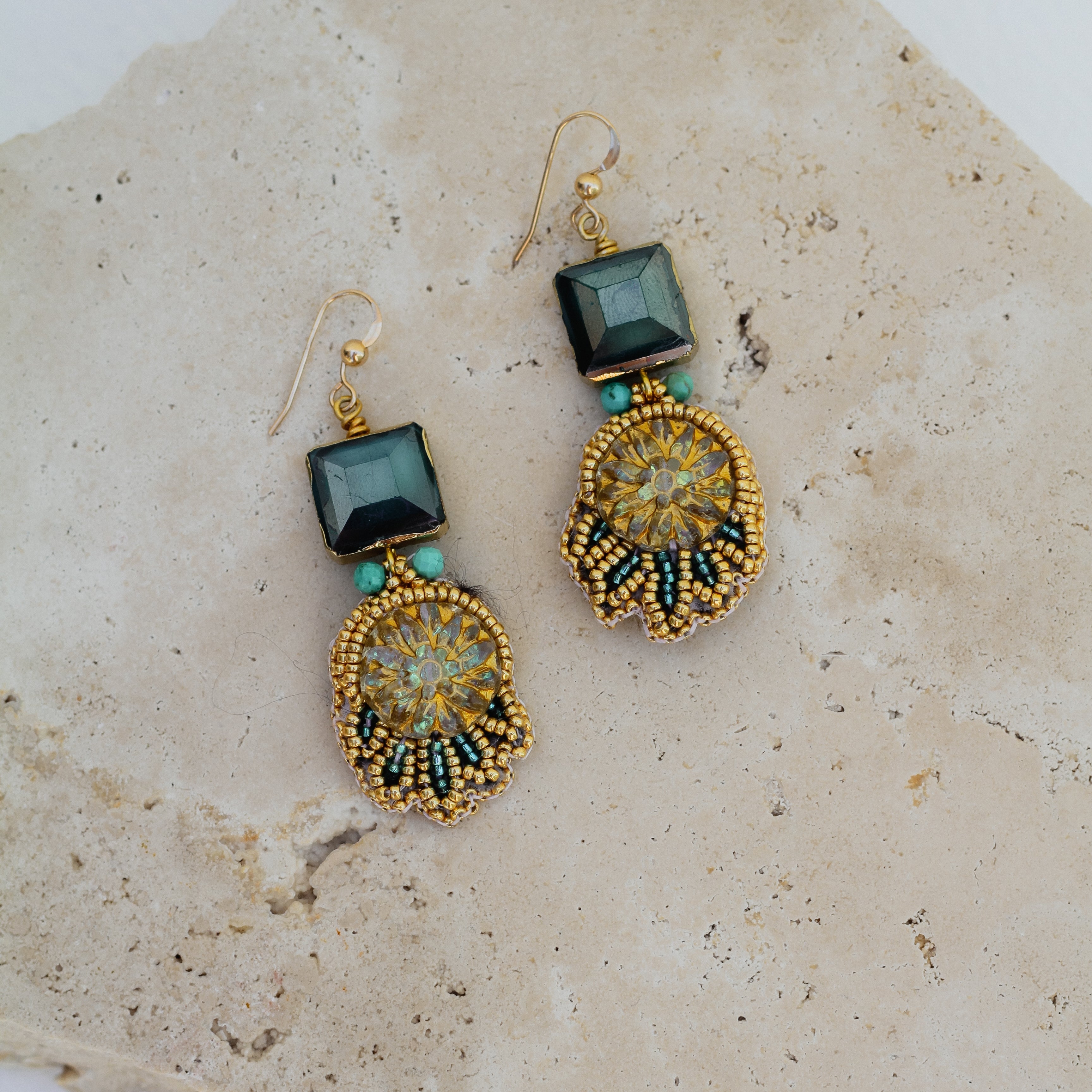 Joy bead embroidered earrings
