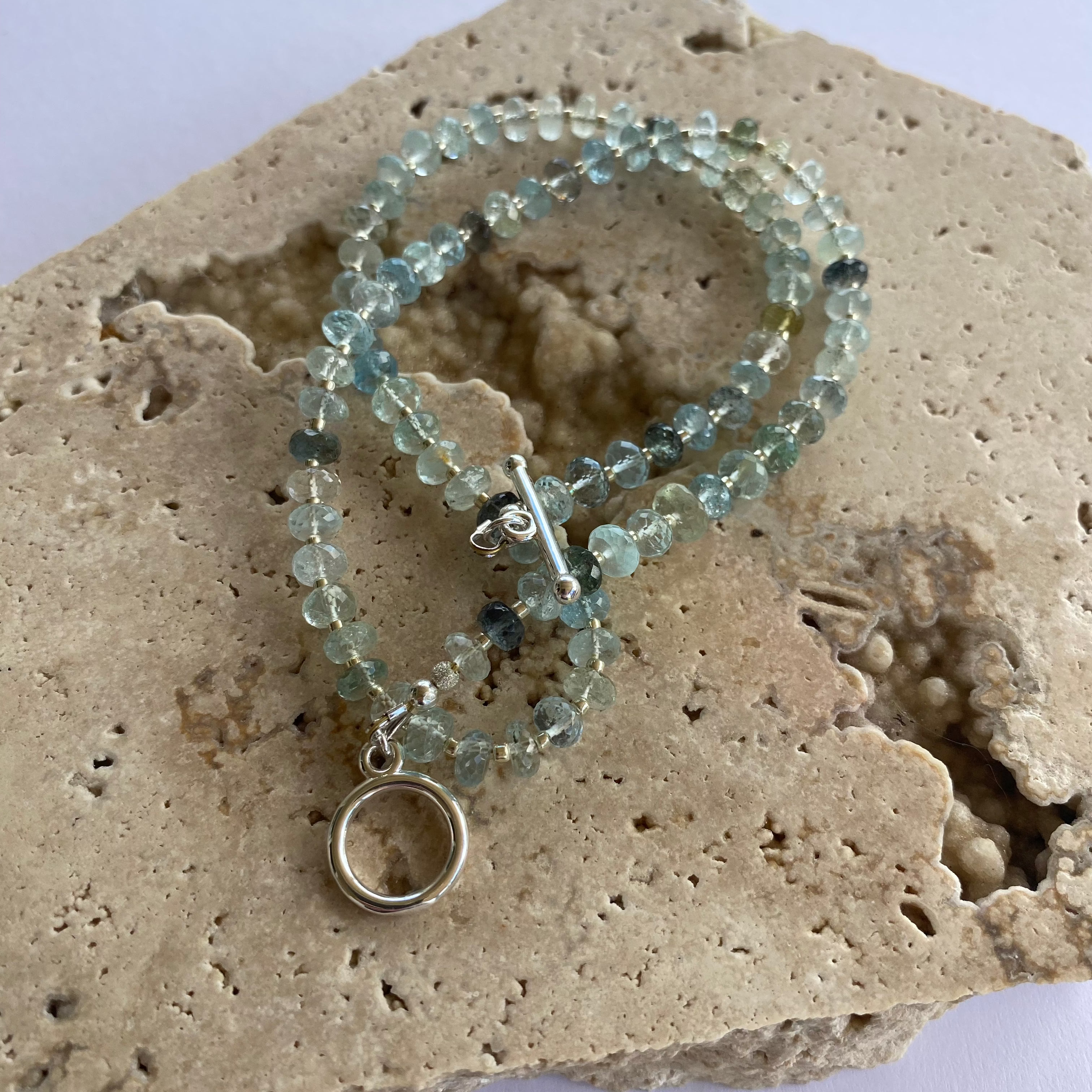 Moss Aquamarine Gemstone Necklace